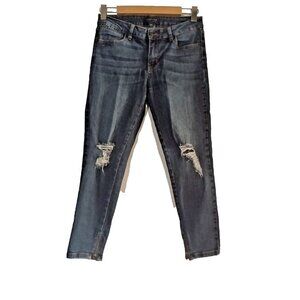 Just USA Skinny Jeans Size 27 Blue Distressed 29 x 25 Zip Ankle